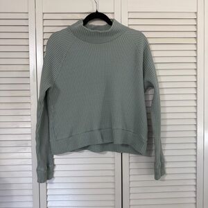 The North Face Waffle Knit Mock Neck Pullover | M | Sage Green Cozy